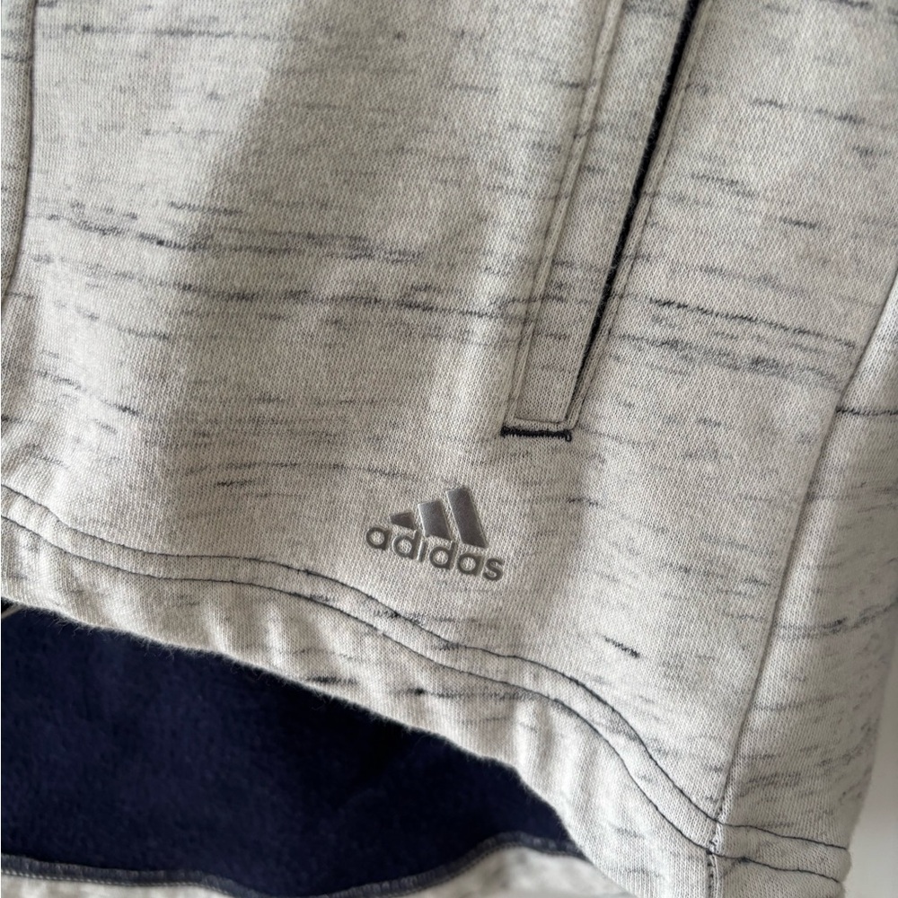 Adidas Women Medium Gray and Navy Open Front Quiet Luxury Athleisure Cozy Sporty - Picture 7 of 9